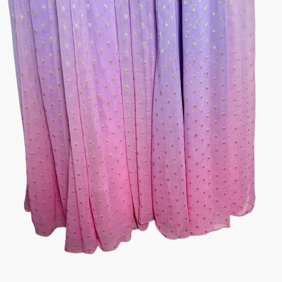 ROCOCO SAND Ombré Halter Maxi Dress Size Large Pink Purple Gold Dots - Picture 11 of 16
